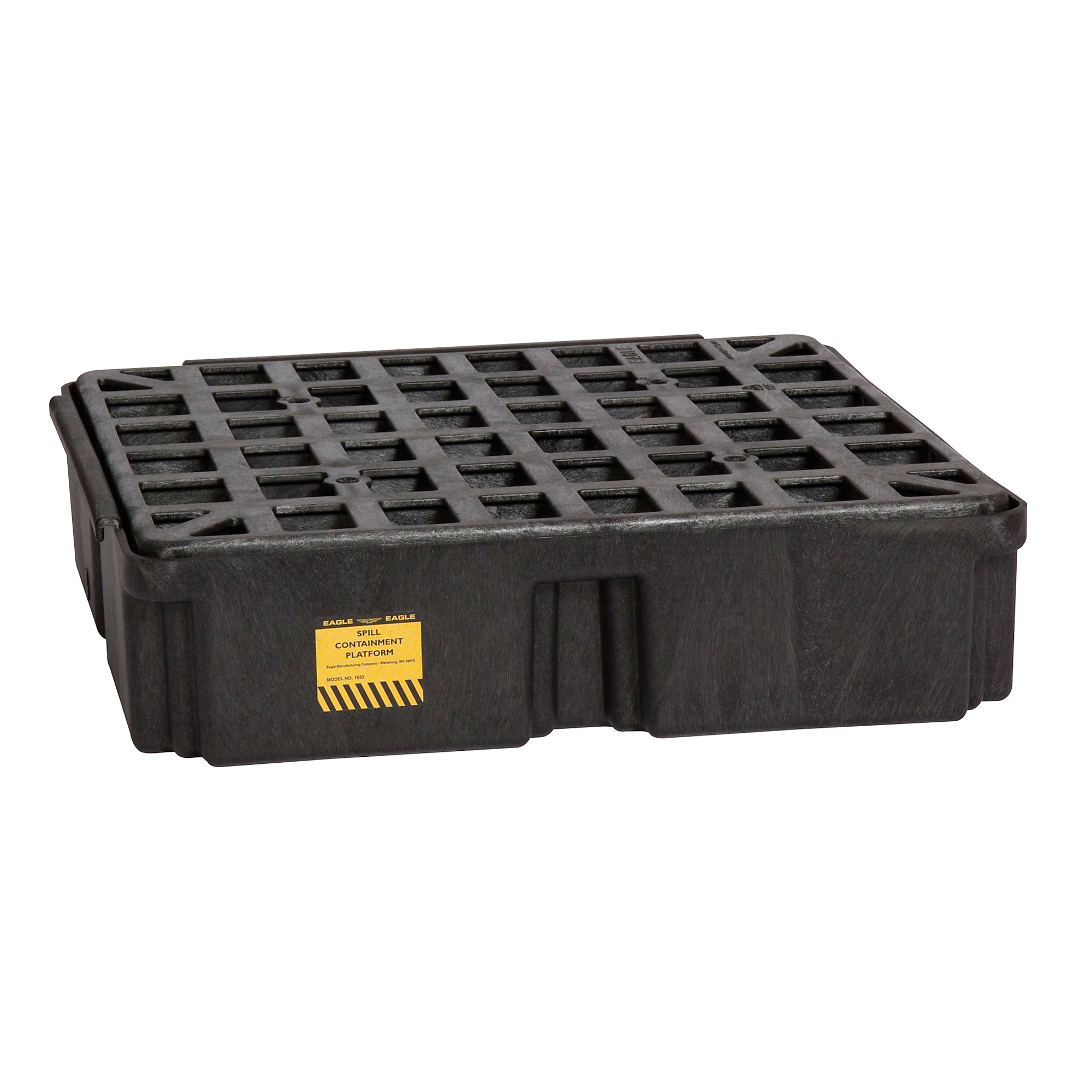 Eagle Modular Spill Containment Platform — 15-Gallon Sump Capacity, Black HDPE, Forkliftable, Model# 1633B
